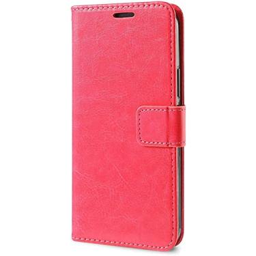 Imagem de KANUZ Capa para iPhone 11/11Pro/11Pro Max, capa flip capa carteira de couro PU com suporte de slot de cartão de bloqueio de RFID à prova de choque TPU interior Shell (Cor: vermelho rosa, tamanho: 11pro)