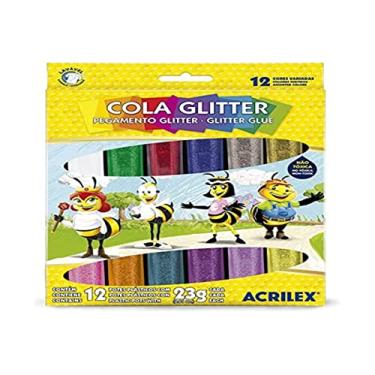 Imagem de Cola Com Glitter, Acrilex, Tubo de 23 Gramas, Caixa com 12 Cores