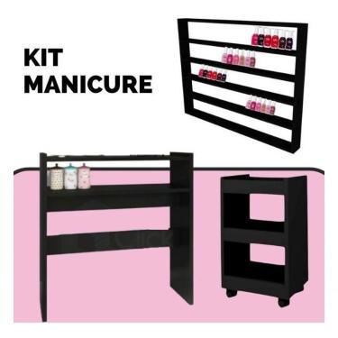 Imagem de Kit De Móveis Preto Para Manicure Apoio