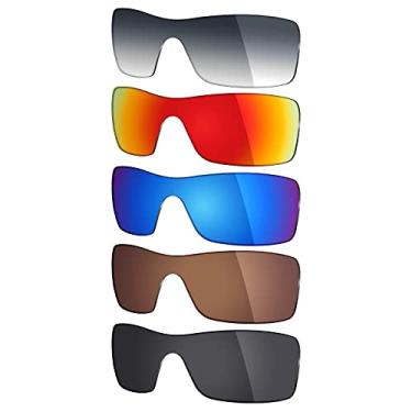 Imagem de 5 pares de lentes polarizadas de substituição Mryok para óculos de sol Oakley Batwolf – Stealth preto/bronze marrom/azul gelo/vermelho fogo/cinza dégradé
