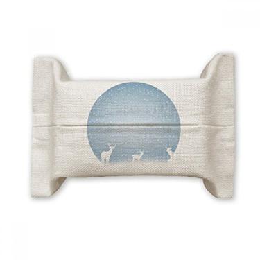 Imagem de Bolsa de linho de algodão com estampa de clima da floresta de neve de veado