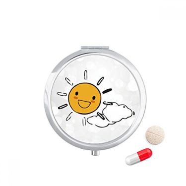 Imagem de Caixa de comprimidos com estampa de ilustração em nuvem e bolsa de armazenamento de medicamentos