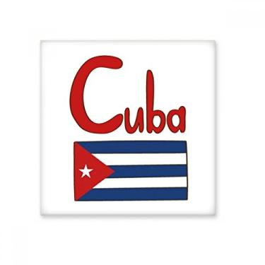 Imagem de Bandeira nacional de Cuba com padrão azul vermelho azulejo de cerâmica brilhante decalque de pedra adornada de tijolos esmaltados