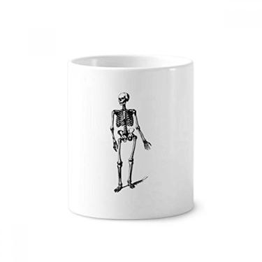 Imagem de Walking Human Skeleton Sketch Escova de Dentes Suporte para Caneca, Suporte de Cerâmica