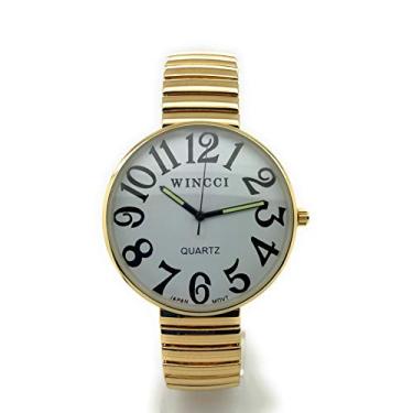Imagem de Pulseira elástica masculina Jumbo Big Numbers Fashion Watch Wincci, Dourado