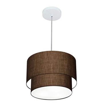 Imagem de Lustre Pendente Duplo Cúpula Tecido 25/30x25, Vivare Iluminação, Pendente4161 LCLC, Café, Pequeno