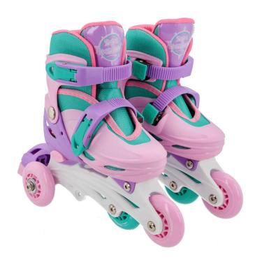 Imagem de Patins Infantil 4 rodas Rosa Multi Uso Uni Toys 1505 Rosa