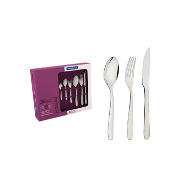 Imagem de Faqueiro Tramontina Havaí  Aço Inox Facas para Churrasco Acabamento Brilho Detalhes no Cabo 36 Pçs Tramontina