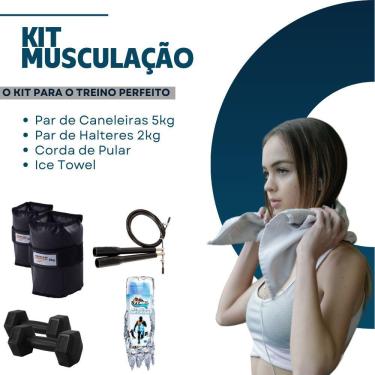 Imagem de Kit Caneleira 5kg Halter 2 Kg Corda Ice Towel Colorido Ahead
