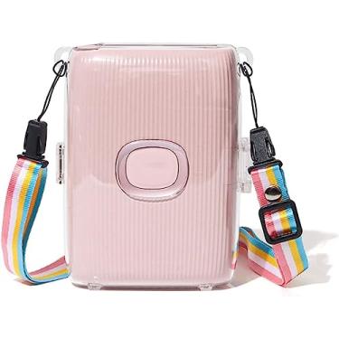 Imagem de Mini Link 2 Estojo Transparente, para Fuji Instax Link 2 Capa Protetora para Impressora Fotográfica, Anti Risco Anti Queda PC Crystal Hard Camera Cover Com Alça de Ombro Rainbow,