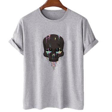 Imagem de Camiseta feminina algodao Caveira vazando liquido colorido