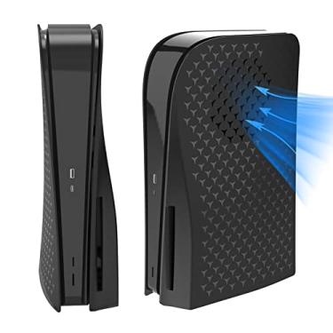 Imagem de Painel do console do PS5 com aberturas de ventilação, com filtro de poeira, ABS anti-riscos, caixa protetora à prova de choque, acessórios substituíveis da caixa PS5.Para a versão em disco do PS5.