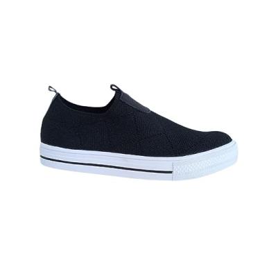 Imagem de Tênis Feminino Meia Slip On Preto Knit Tricô Marina Mello Cor:Preto;Tamanho:34