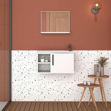 Imagem de Gabinete para Banheiro com Lavatório e Espelho em Aço Caju Branco