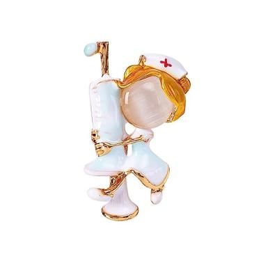 Imagem de Broche feminino adorável menina médica hospitalar estetoscópio crachá lapela alfinetes joias acessório de fantasia, Ágata