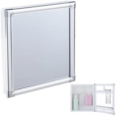 Imagem de Armário Banheiro Espelheira Sobrepor e Embutir Branco | Com Perfil de Alumínio | 31x10x36cm | 01 Porta | Astra