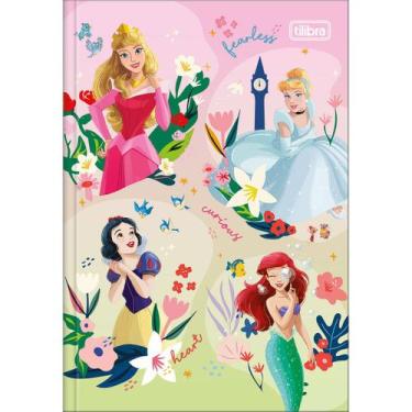 Imagem de Caderno Pequeno Brochura 1/4 Princesas 80 Folhas Capa Dura Costurado T