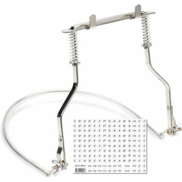 Imagem de Hohner Suporte de gaita profissional, suporte de gaita de 10 furos, suporte de pesco o de gaita ajust vel, suporte de pesco o de gaita ajust vel, m os livres e adesivo de nota musical Juliet