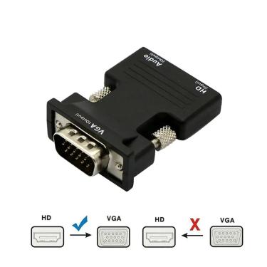 Imagem de HDMI compatível fêmea para conversor macho VGA  cabo adaptador de áudio  1080P  saída de vídeo FHD