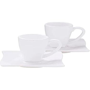 Imagem de Conjunto de Xícaras com Pires Elegance Vemplast de 80ml com 2 peças Linha Profisional Cook em Policarbonato - Branco