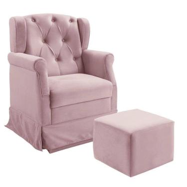 Imagem de Poltrona Cadeira De Amamentação Balanço E Puff Ternura Material Sintético Speciale Home Rosa