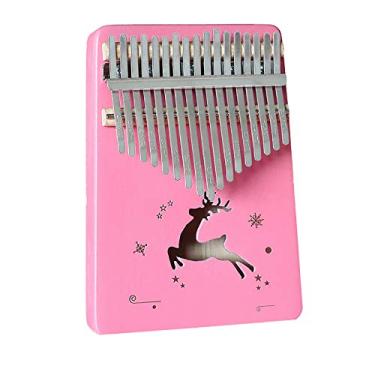 Imagem de Piano de dedo 17 teclas série rosa Kalimba instrumento de polegar, piano de dedo de polegar de bolso, piano Mbira para amantes de música, com martelo de afinação (18 cm x 13 cm) rosa 8