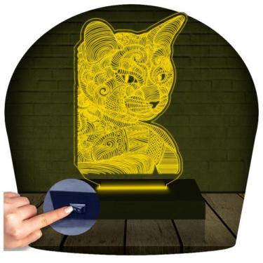 Imagem de Luminária Led Abajur  3D  Gato 11 - Rb Criações