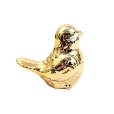 Imagem de Enfeite Pássaro Dourado 6X6x4cm Decoração Cerâmica - Inigual