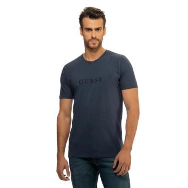 Imagem de T-Shirt Logo Bordado, Guess, Masculino, Azul Escuro, 3G