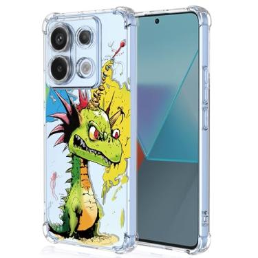 Imagem de XINYEXIN Capa transparente para Motorola Moto G04, fina à prova de choque TPU bumper capa de telefone transparente padrão fofo, arte legal colorida grafite série - dinossauro