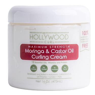 Imagem de Hollywood Curl Moringa And Castor Oil Infused Curling Cream - For Women And Men - Wavy, Frizzy Hair Control - Natural Products w/Vitamins & Protein - Provides Soft, Silky, & Defined Curls - 16 fl. oz.