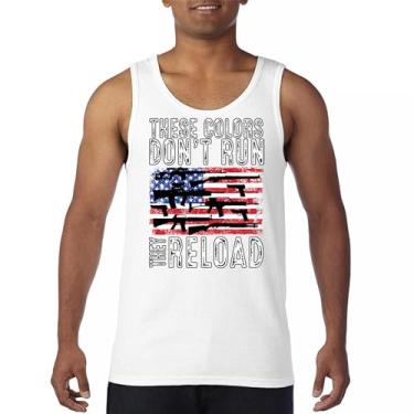 Imagem de Camiseta regata masculina These Colors Don't Run They Reload 2nd Amendment 2A Second Right American Flag Don't Tread on Me, Branco, 3G