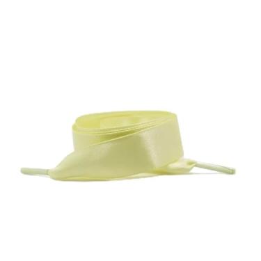 Imagem de 1Pair 2 CM Width Silk Satin Shoelaces Ribbon Shoe Laces Boots Women Sneakers ShoeLace For Sneakers Flat Shoe Laces (Color : Bright yellow, Size : 80cm)
