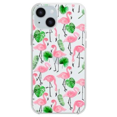 Imagem de Blingy's Capa para iPhone 15 Plus, capa protetora transparente transparente de pássaro flamingo tropical com estampa de pássaro flamingo tropical e transparente compatível com iPhone 15 Plus de 6,7 polegadas (flamingo tropical)