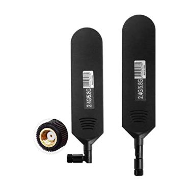 Imagem de POBADY Dual Band WiFi 2.4GHz 5.8GHz Antena 12dBi Alto Ganho Omnidirecional Cola em Bastão RP SMA Conector Macho Antena para Roteador WiFi Placa de Rede Sem Fio (Preto, 2 PCS)