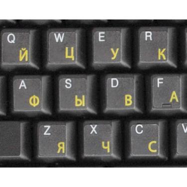 Imagem de Adesivos russos para teclado transparentes com letras amarelas para qualquer laptop
