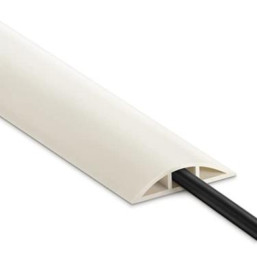 Imagem de Piso de cobertura de cabo de 1,2 m, piso oculto bege, capa de cabo de extensão, protetor de cabo de alimentação, cabos ocultos no chão - Capas de fio de PVC macio - Cavidade do cabo: 1,2 cm (L) x 0,6