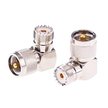 Imagem de RFaha Adaptador coaxial RF coaxial UHF macho PL259 para fêmea SO239 ângulo direito F tipo conector macho para fêmea (F33-2)