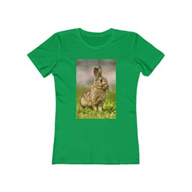 Imagem de Rabbit 'Clover' - Camiseta feminina de algodão torcido - por Doggylips, Verde Kelly liso, P