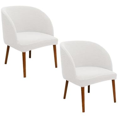 Imagem de SZJIAHTM 2 peças de capa de cadeira de jantar, poltrona, encosto redondo, curvado, capa para cadeira, macia, elástica, meados do século, acento moderno, capa para cadeira para cozinha, sala de estar