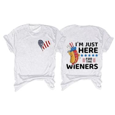 Imagem de Camisetas femininas 4th of July Stars Stripes USA Shirts Western Graphic Tees for Women Independence Day Shirts, Branco, G