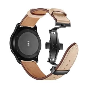 Imagem de Pulseira 22mm Couro Fecho Borboleta Preto LTIMPORTS, compativel com Galaxy Watch 3 45mm - Galaxy Watch 46mm Sm-R800 - Gear S3 Frontier - Gtr 2/3/4 (Areia-Real)