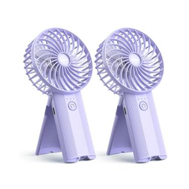 Imagem de 2 mini ventiladores portáteis dobráveis portáteis USB recarregável ventilador pessoal pescoço desktop 4 velocidades 3 em 1 mini ventilador portátil silencioso 6-15 horas de vida útil da bateria