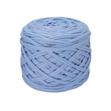 Imagem de SIMEIQI 200 g de fio de tecido elástico de crochê para tricô DIY, fio de tricô grosso espaguete para mão, bolsa faça você mesmo, cesta de almofada, projetos de crochê, decoração de casa (azul celeste)