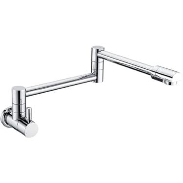 Imagem de YESOP Torneira Cozinha Parede Metal Articulável Grande Extensa Comprida Acabamento Brilhante Cor Prateado