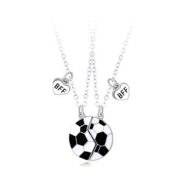 Imagem de LittleFathand Colar Best Friends BFF para 2 colares combinando futebol futebol gota óleo pingente colar para mulheres homens meninas BFF joia presente, Zinco, Turquesa