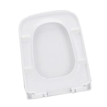 Imagem de Assento e tampa de vaso sanitário branco de liberação rápida | Fechamento macio, fácil de limpar, ajuste universal | Limpe com pano de plástico | Levante para limpeza sem esforço - Formato quadrado
