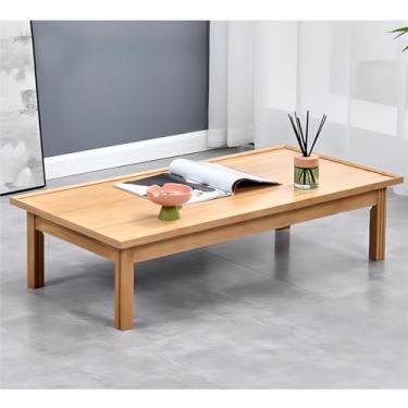 Imagem de Pequena mesa de centro baixa de madeira maciça resistente para sentar no chão, mesa de altar, bambu