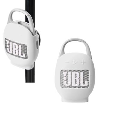 Imagem de Hermitshell Capa de transporte de silicone para alto-falante Bluetooth portátil JBL Clip 5 (branca)