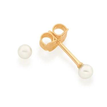 Imagem de Brincos banhado ouro 3x 24k 18k e 22k femininos pérola pequenos solitá